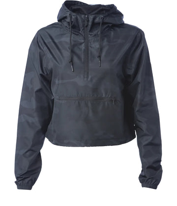 Women’s Lightweight Crop Windbreaker Black Camo