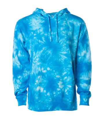 Unisex Tie Dye Hooded Pullover Tie Dye Aqua Blue