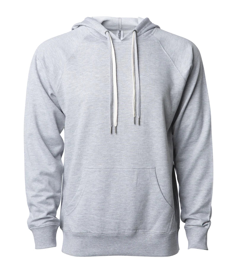 Unisex Lightweight Loopback Terry Hooded Pullover Grey Heather