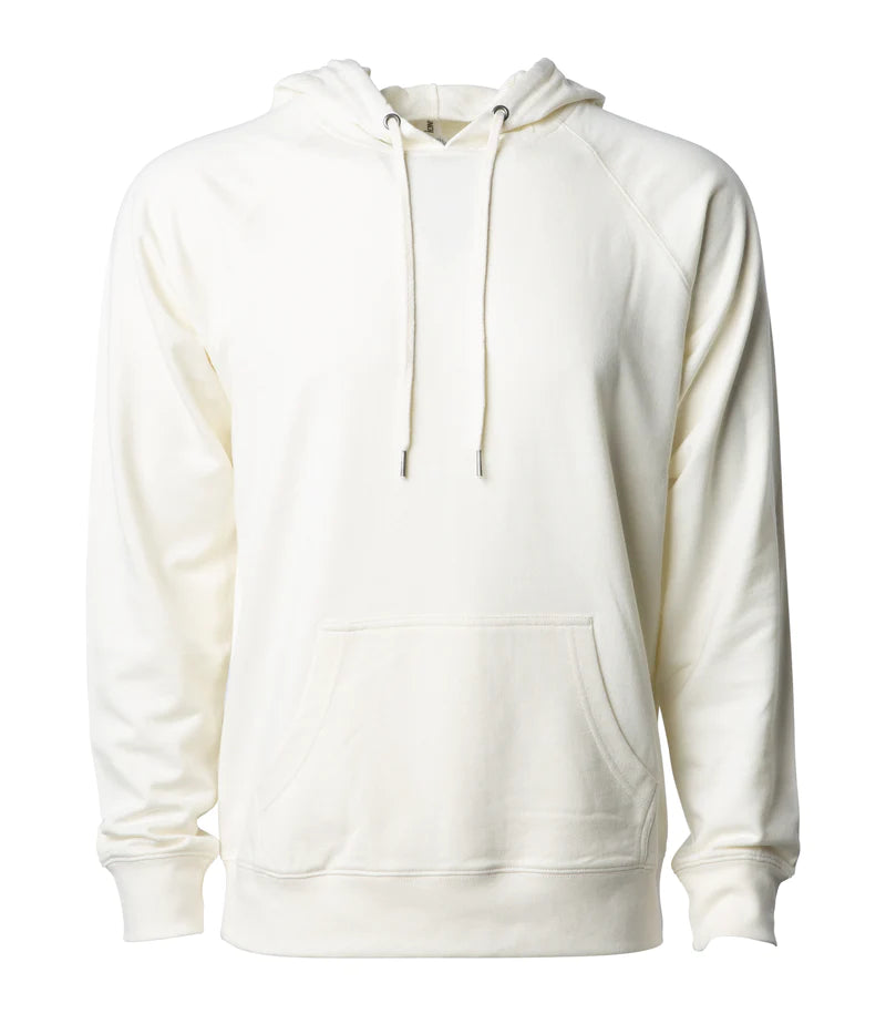 Unisex Lightweight Loopback Terry Hooded Pullover Bone