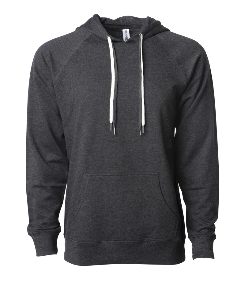 Unisex Lightweight Loopback Terry Hooded Pullover Charcoal Heather