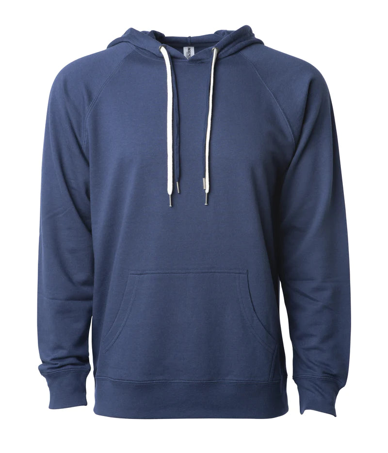 Unisex Lightweight Loopback Terry Hooded Pullover Indigo