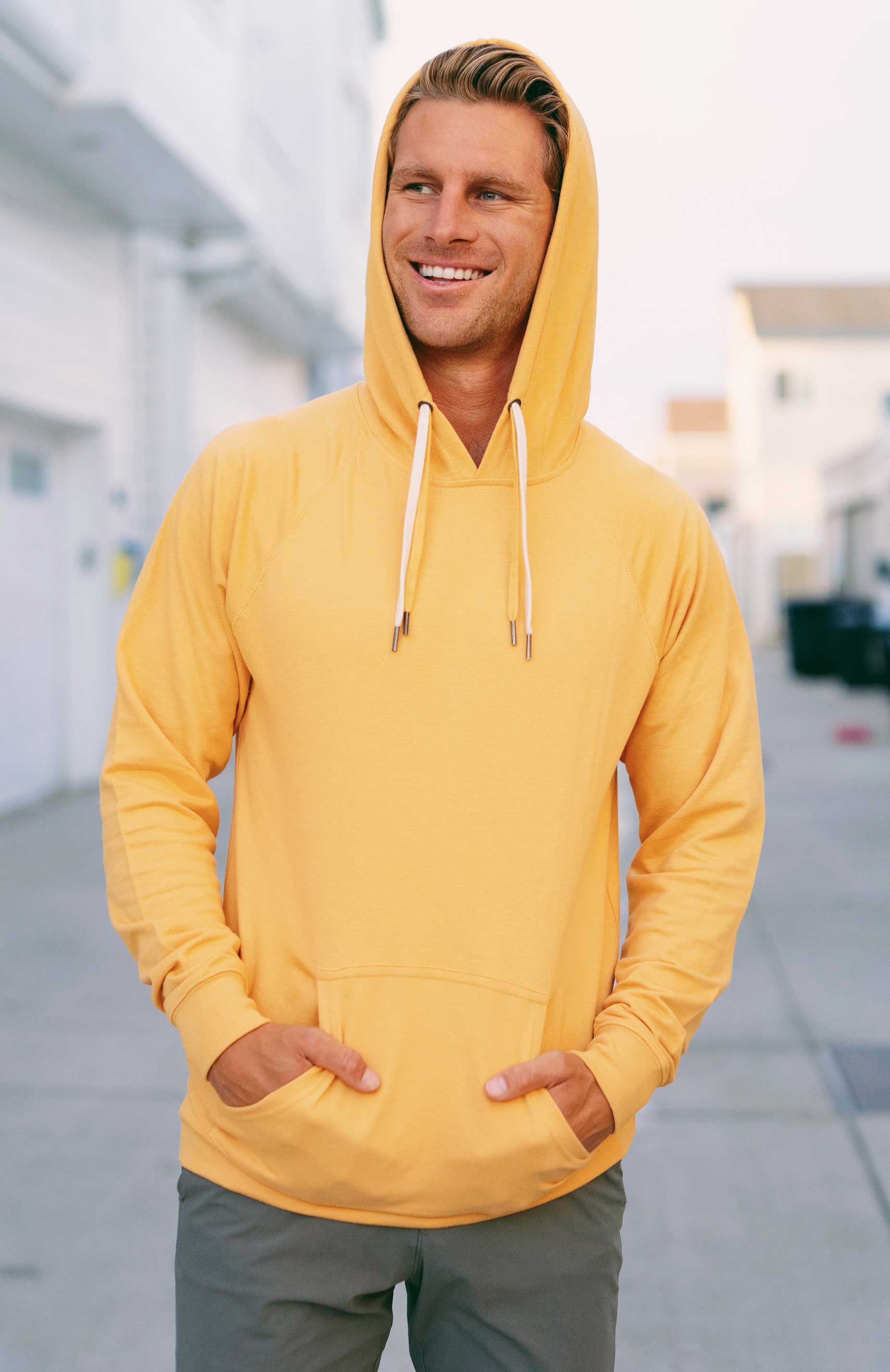 Unisex Lightweight Loopback Terry Hooded Pullover Harvest Gold