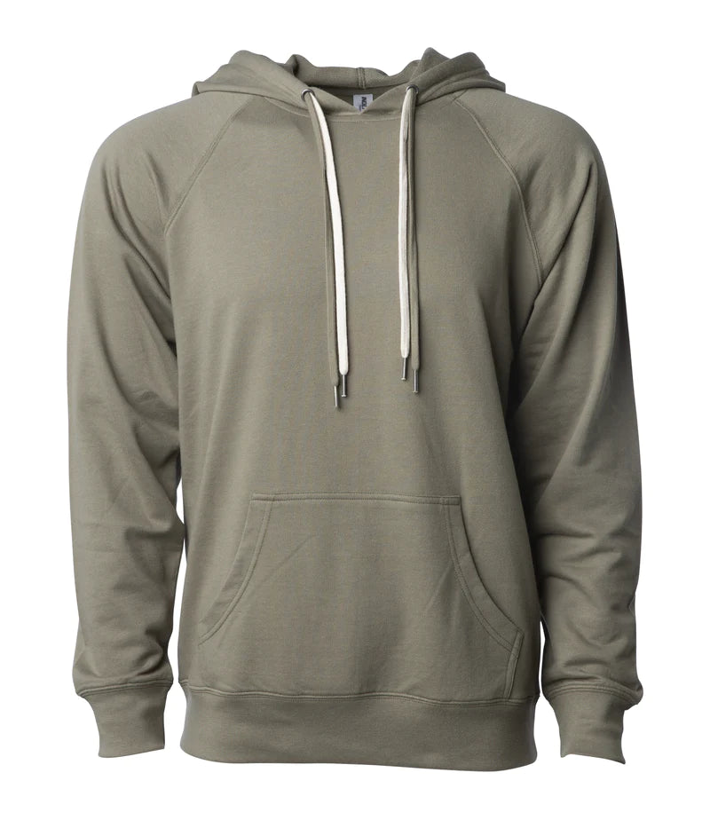 Unisex Lightweight Loopback Terry Hooded Pullover Olive