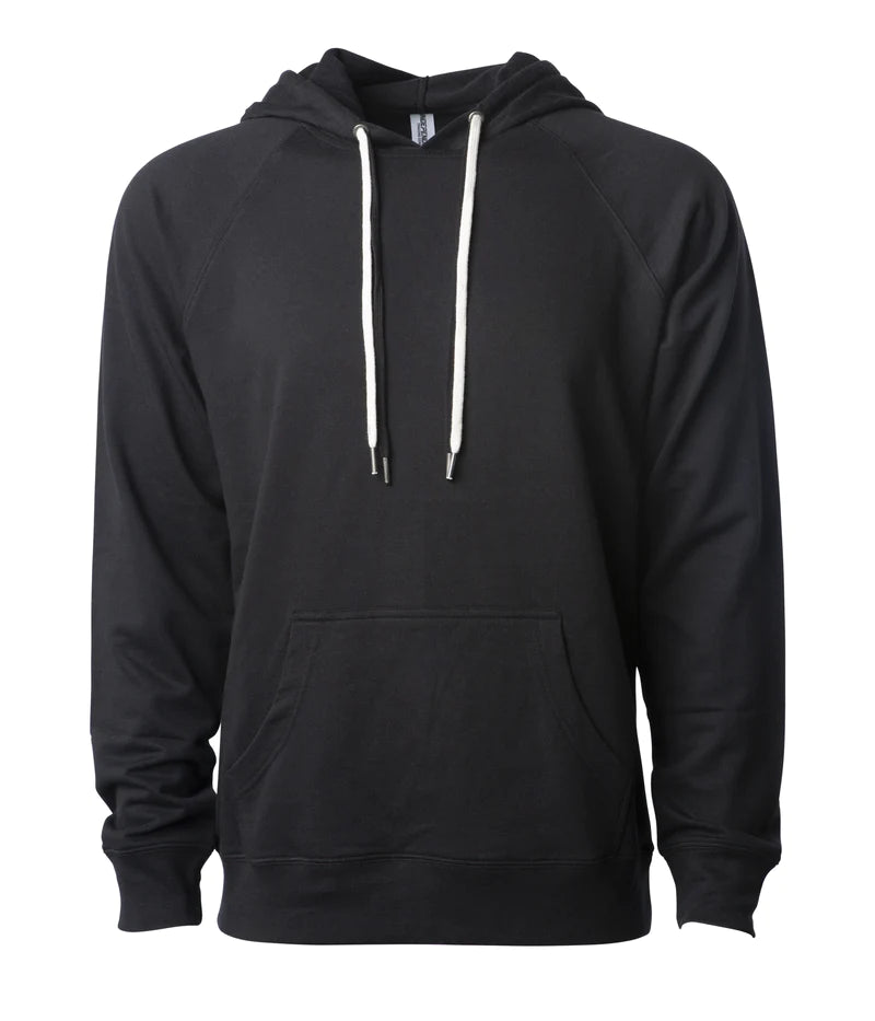 Unisex Lightweight Loopback Terry Hooded Pullover Black