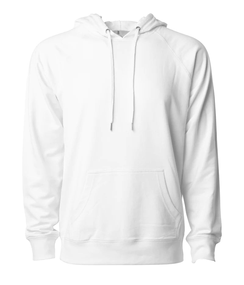 Unisex Lightweight Loopback Terry Hooded Pullover White