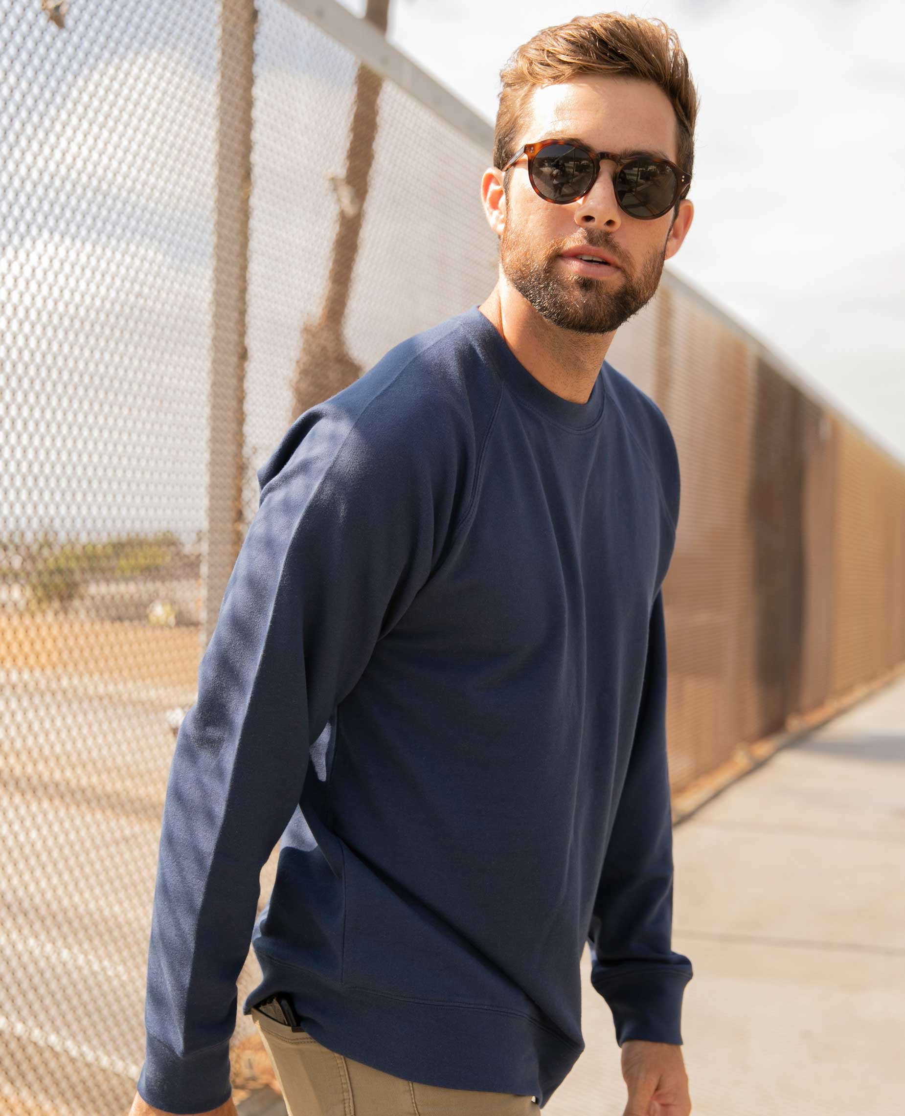 Unisex Lightweight Loopback Terry Crew Indigo