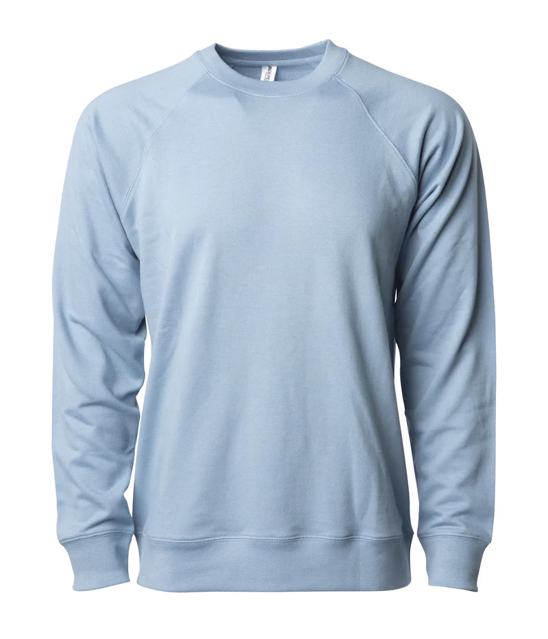 Unisex Lightweight Loopback Terry Crew Misty Blue
