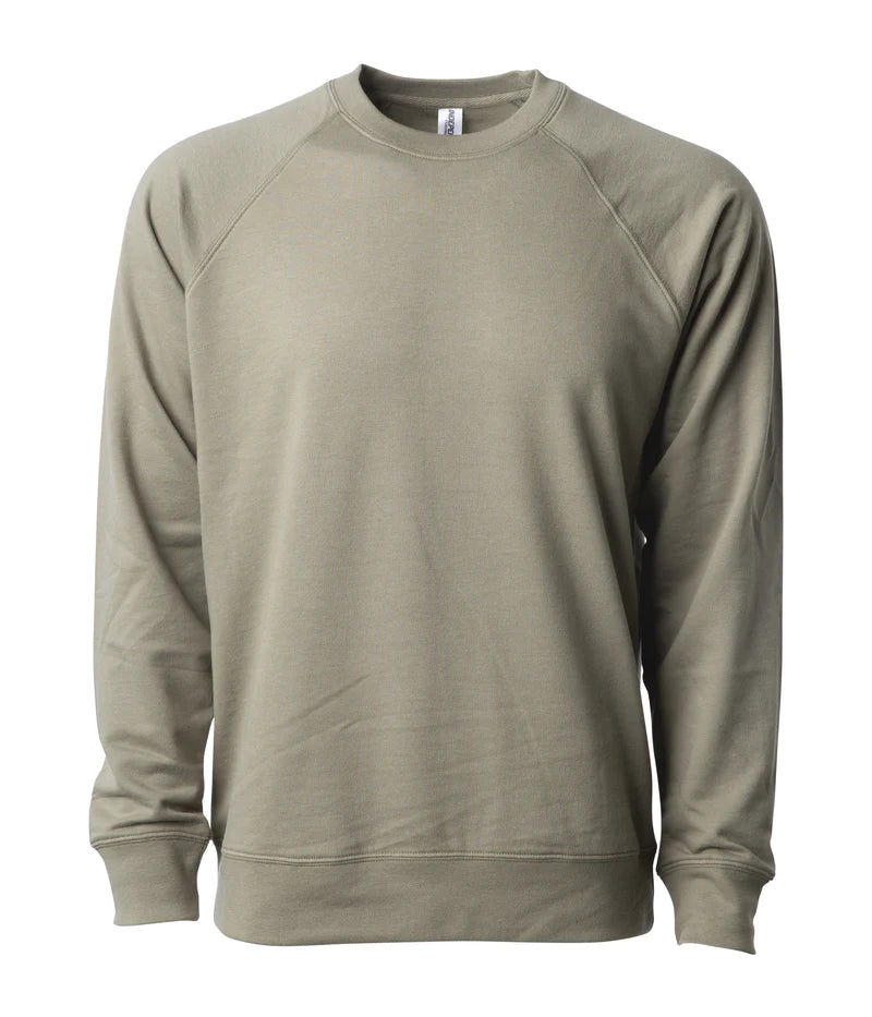Unisex Lightweight Loopback Terry Crew Olive