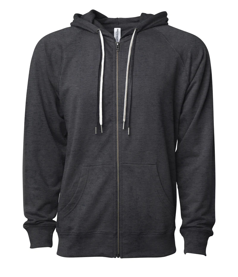 Unisex Lightweight Loopback Terry Zip Hood Bone