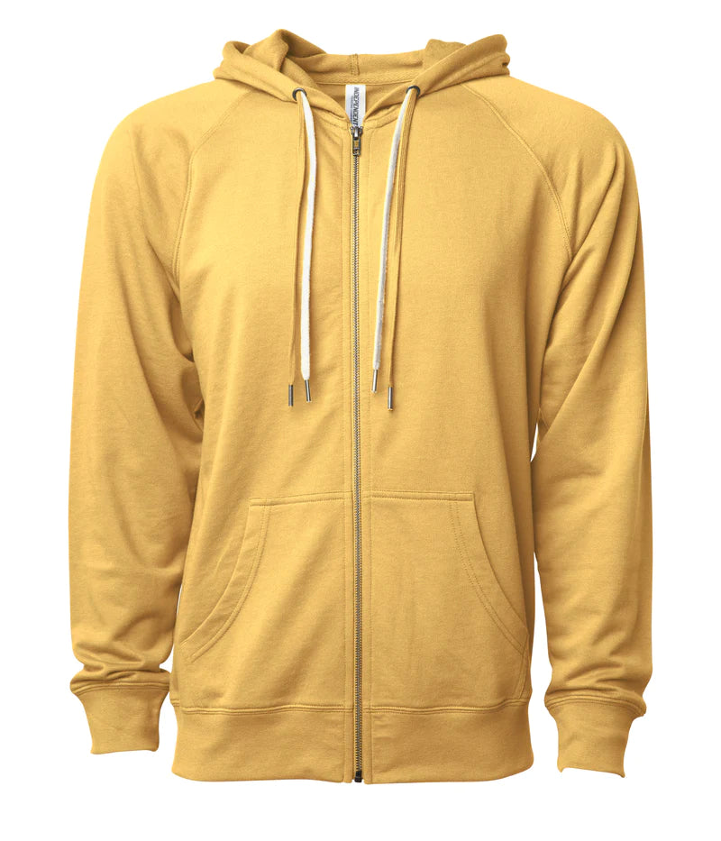 Unisex Lightweight Loopback Terry Zip Hood Harvest Gold