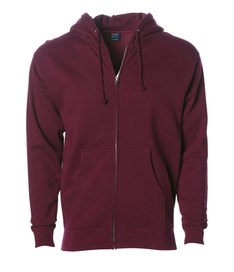 Heavyweight zip hooded sweatshirt Maroon