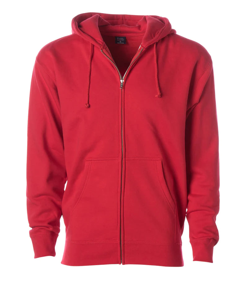 Heavyweight zip hooded sweatshirt Red