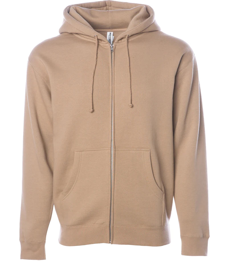 Heavyweight zip hooded sweatshirt Sandstone