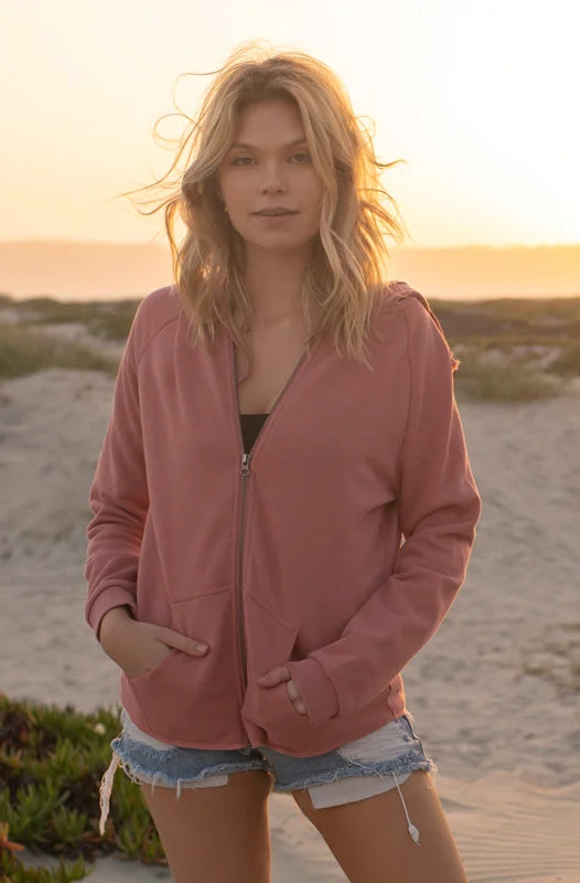 Women's California Wave Wash Zip Hood Dusty Rose