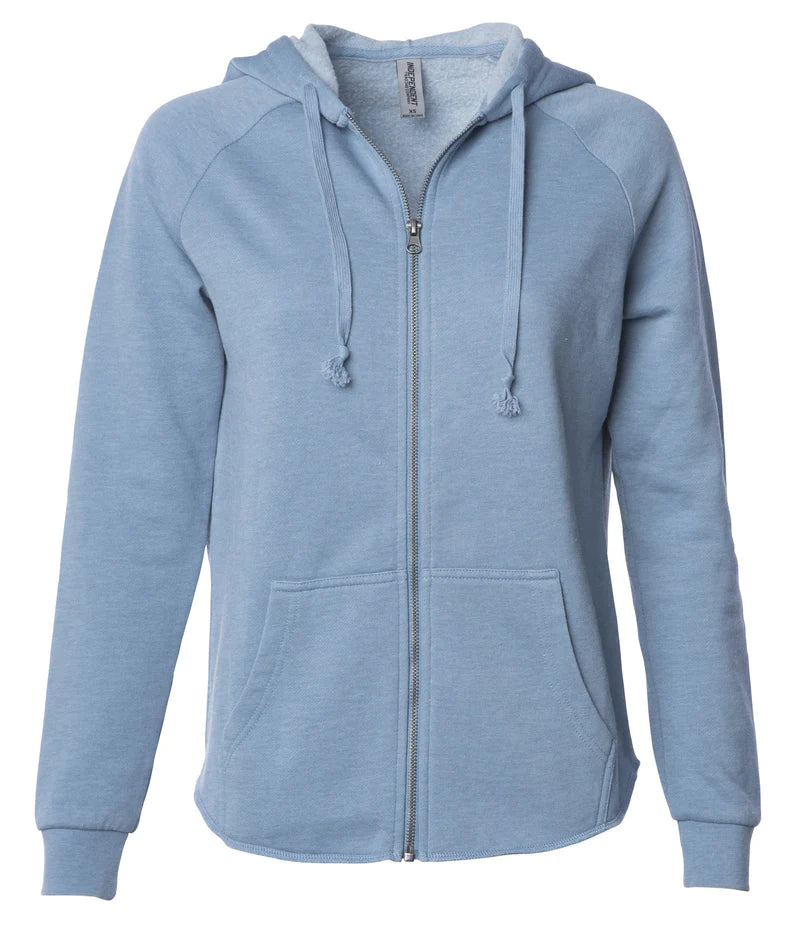 Women's California Wave Wash Zip Hood Misty Blue