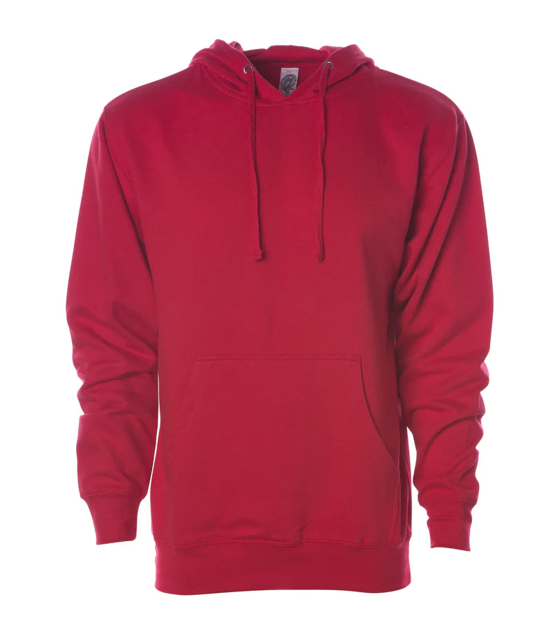 Midweight hooded pullover sweatshirt Red